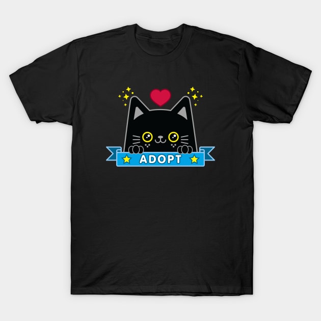 Adopt A Black Cat T-Shirt by Kitty Cotton